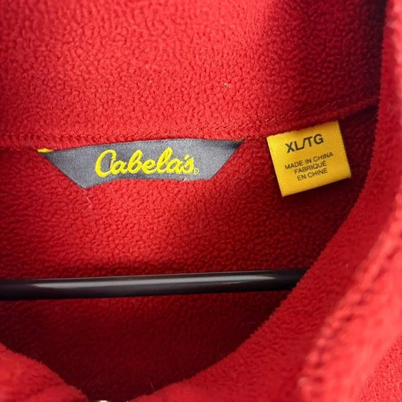 Cabelas Mens Polartec Fleece Jacket Red Full Zip Chest Pocket XL Outdoor Hiking - Picture 4 of 10